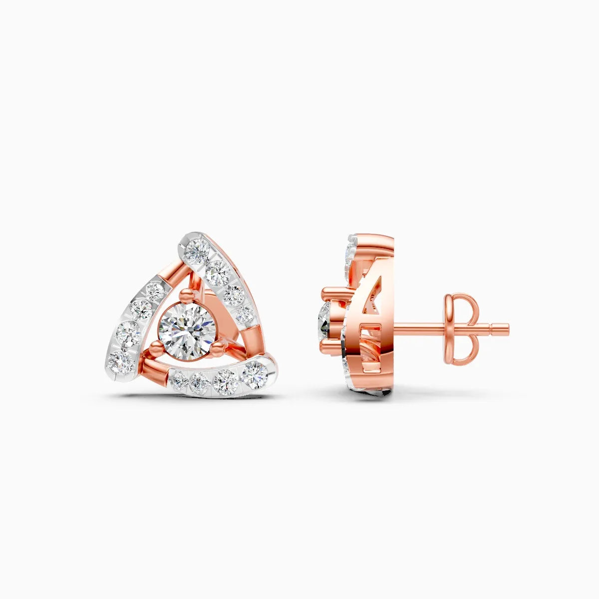 Unique Triangle Halo Lab Grown Diamond Studs