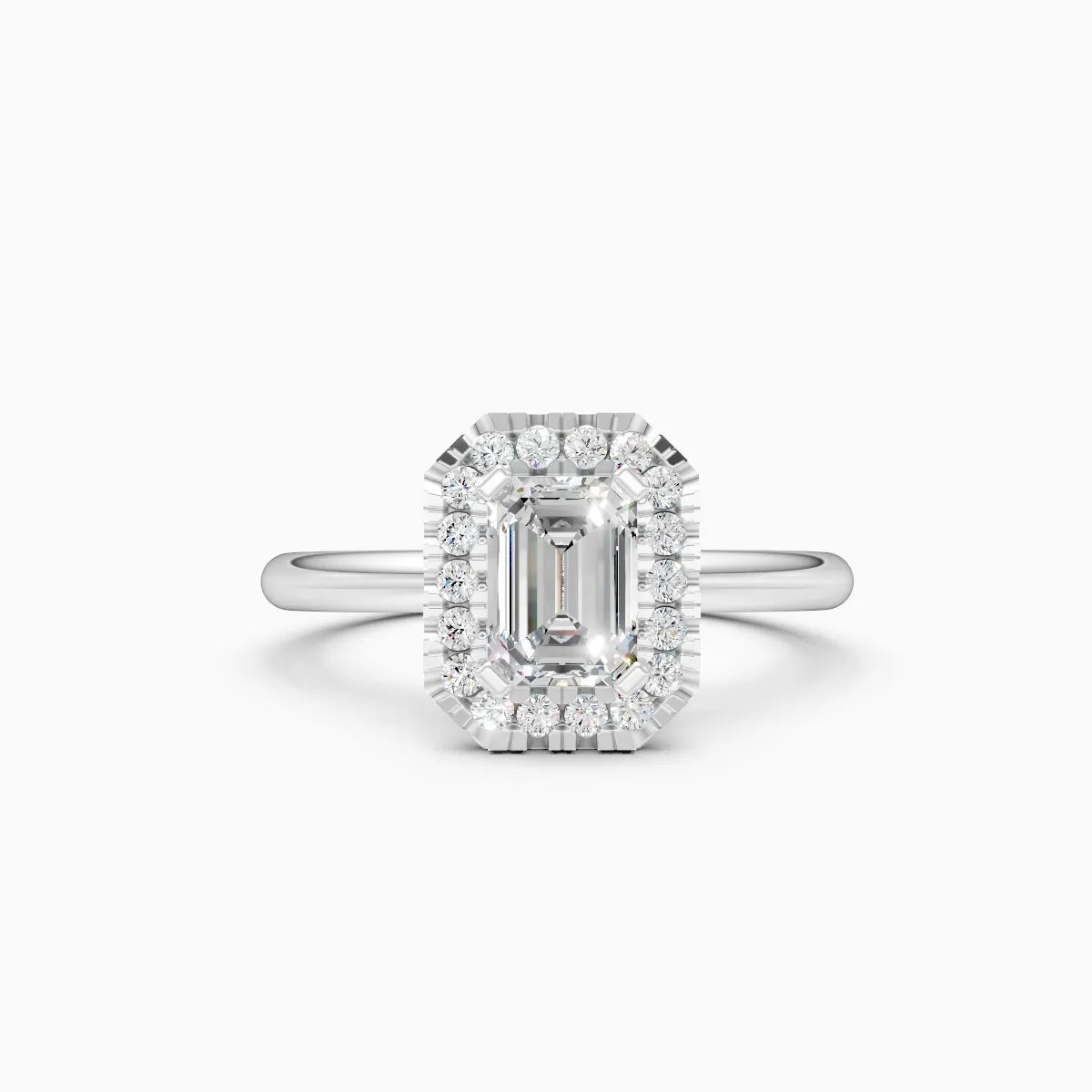 Emerald Cut Diamond Halo Engagement Ring
