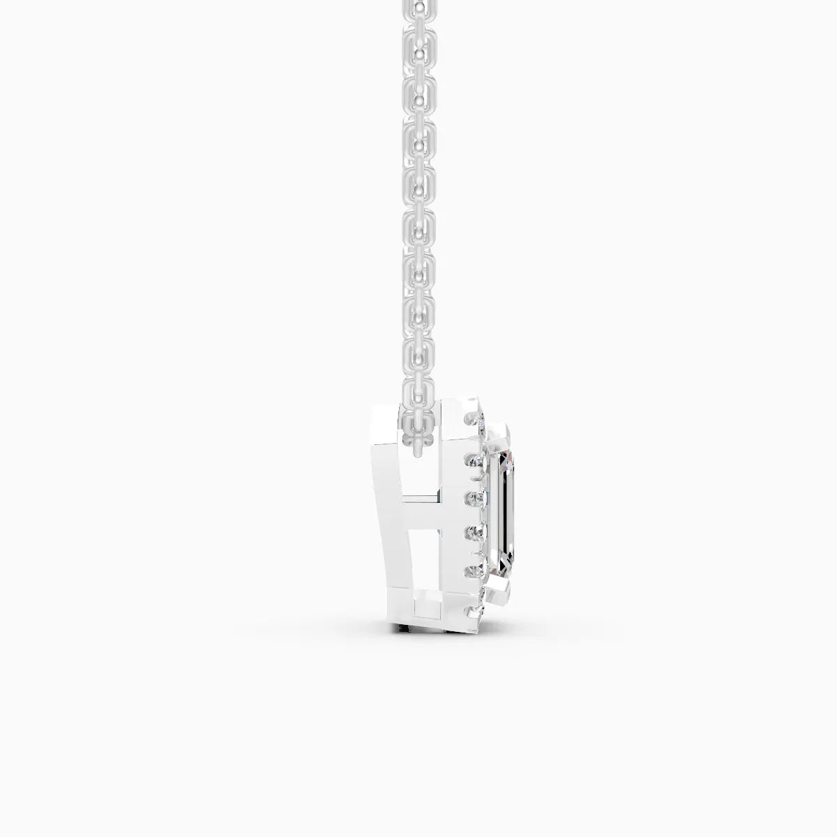 Emerald Halo Lab-Grown Diamond Pendant Necklace