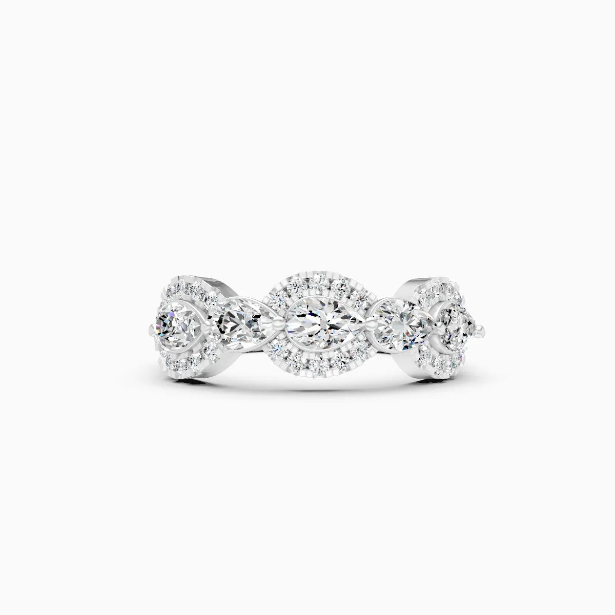 Luminous Pear & Round Halo Bloom Ring