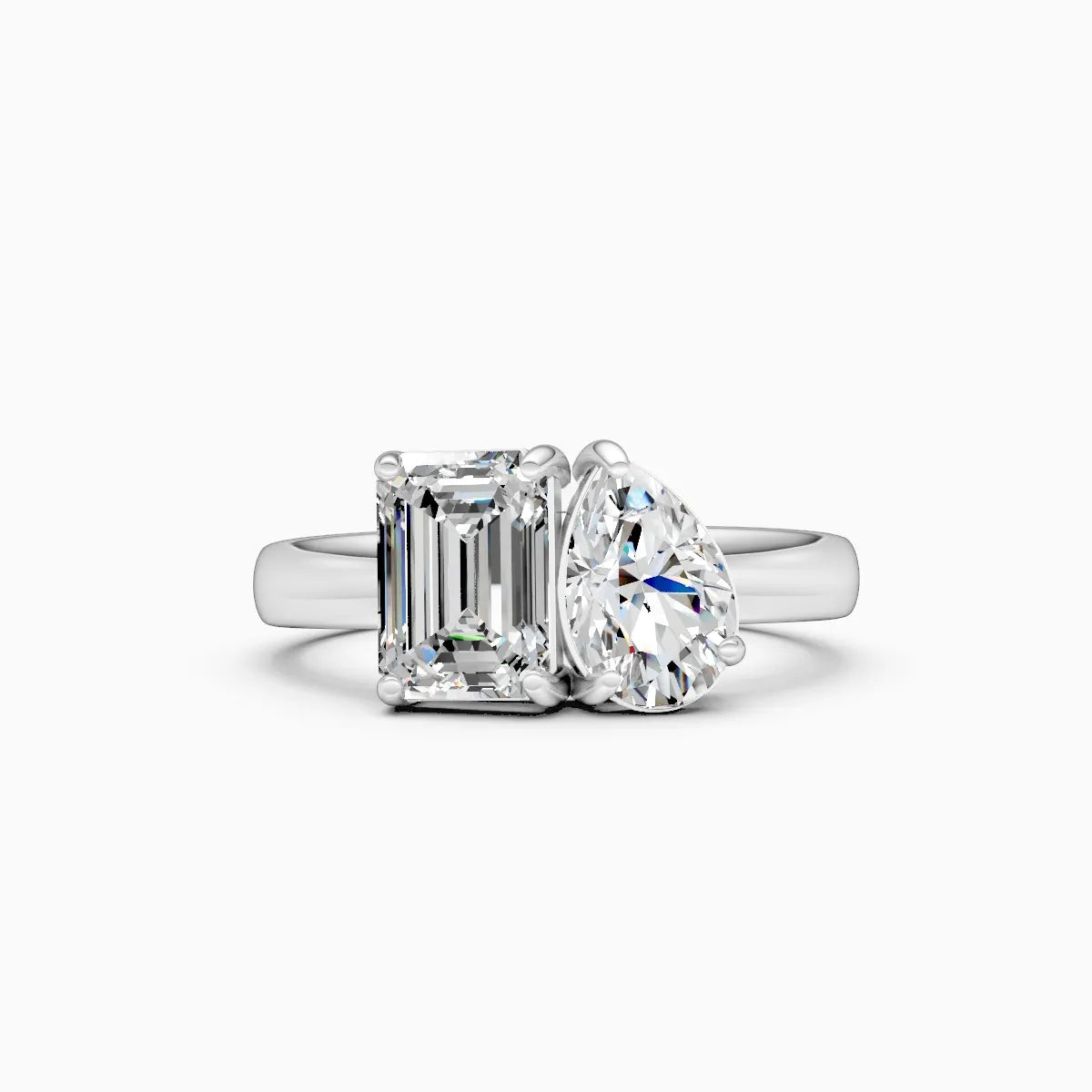 Pear & Emerald Toi Et Moi Engagement Ring