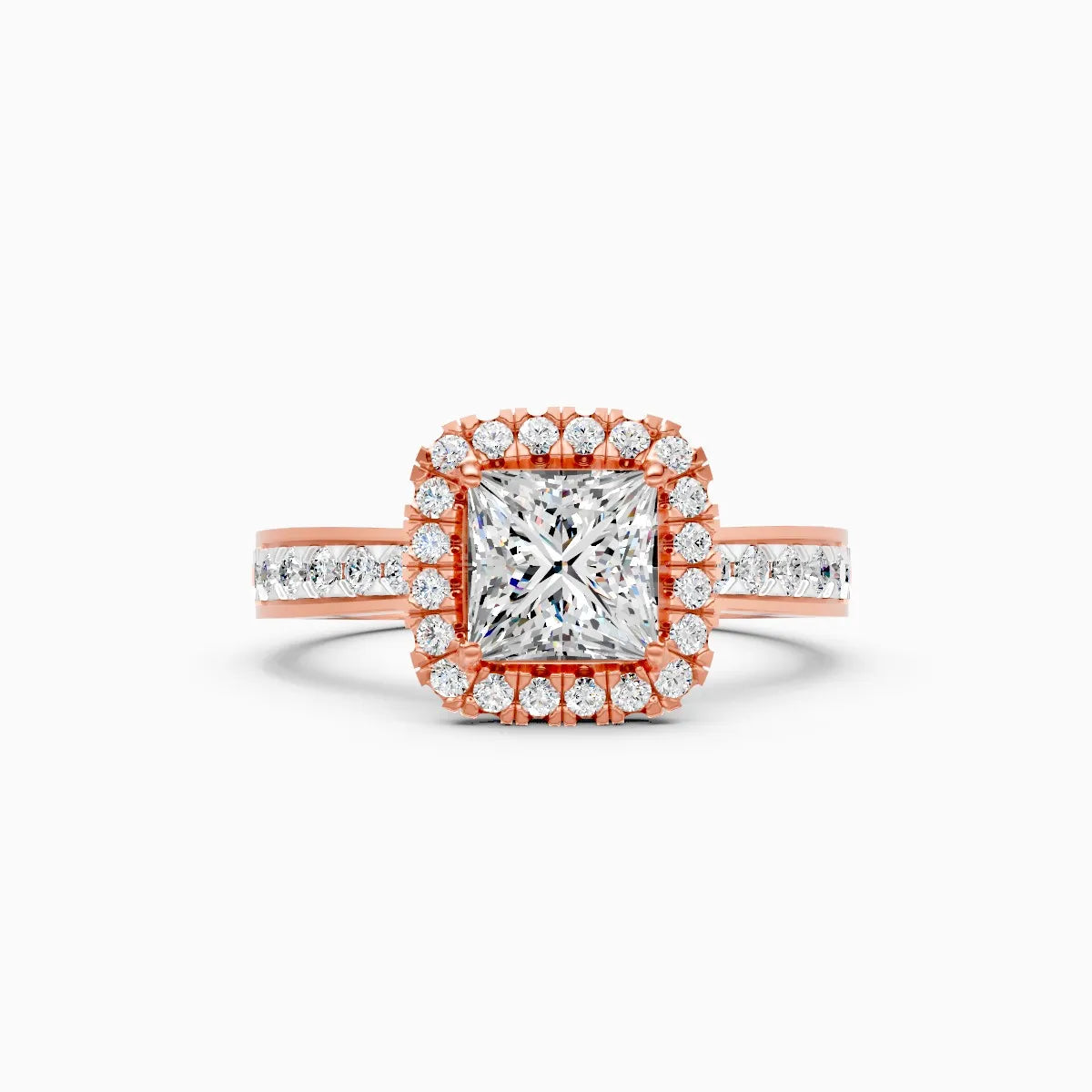 Classic Halo Square Diamond Engagement Ring