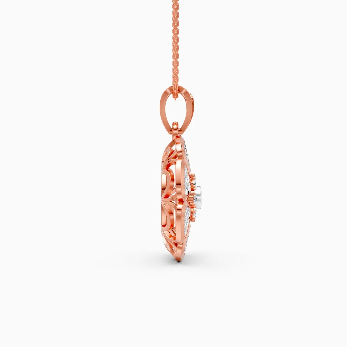 Round Floral Lab Grown Diamond Pendant