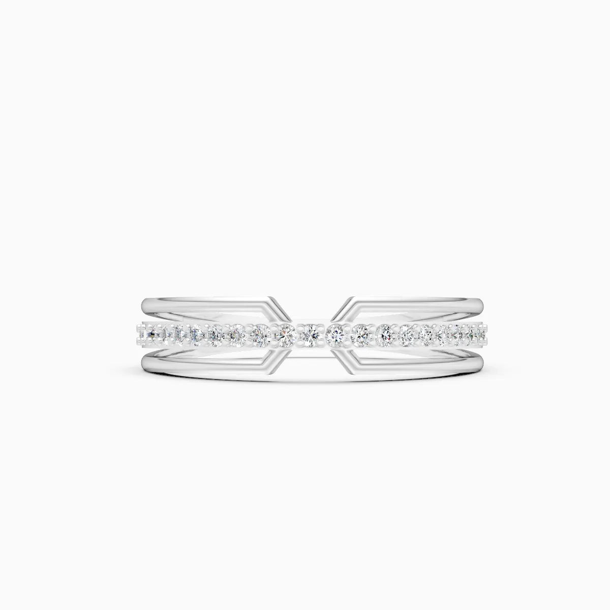 Geometric Split Band Diamond Ring
