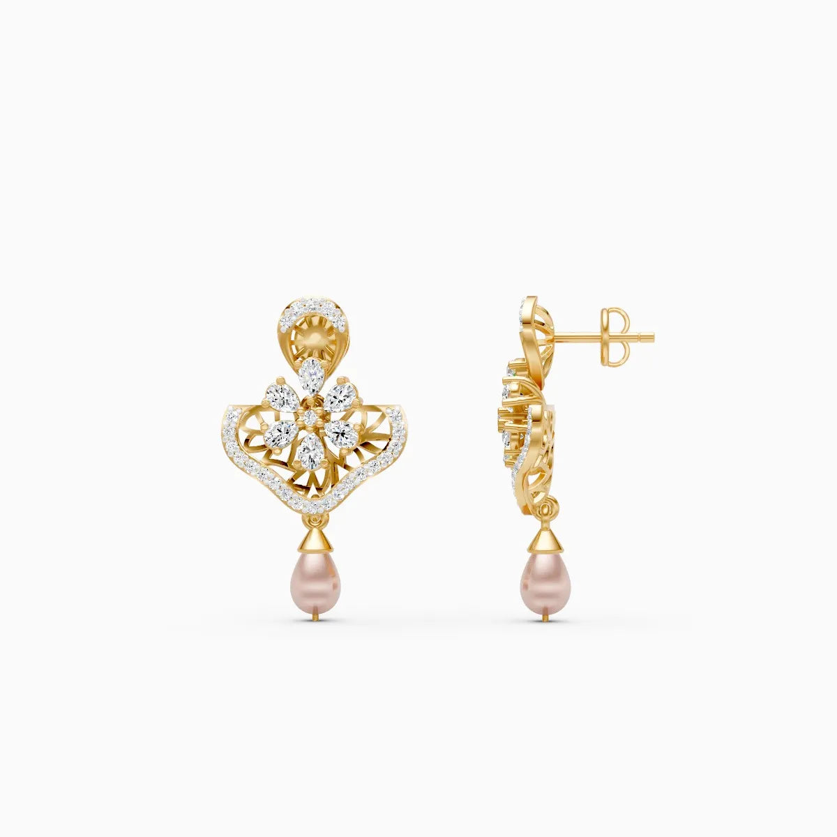 Celeste Crown Diamond Earrings with Floral Design