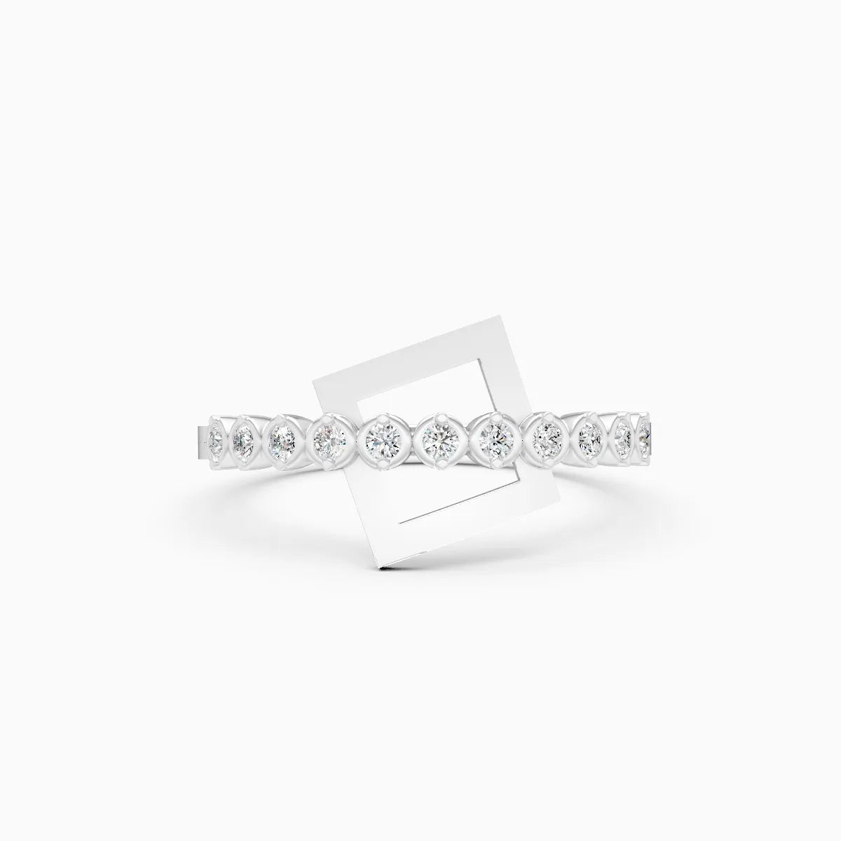 Geometric Diamond Bar Ring