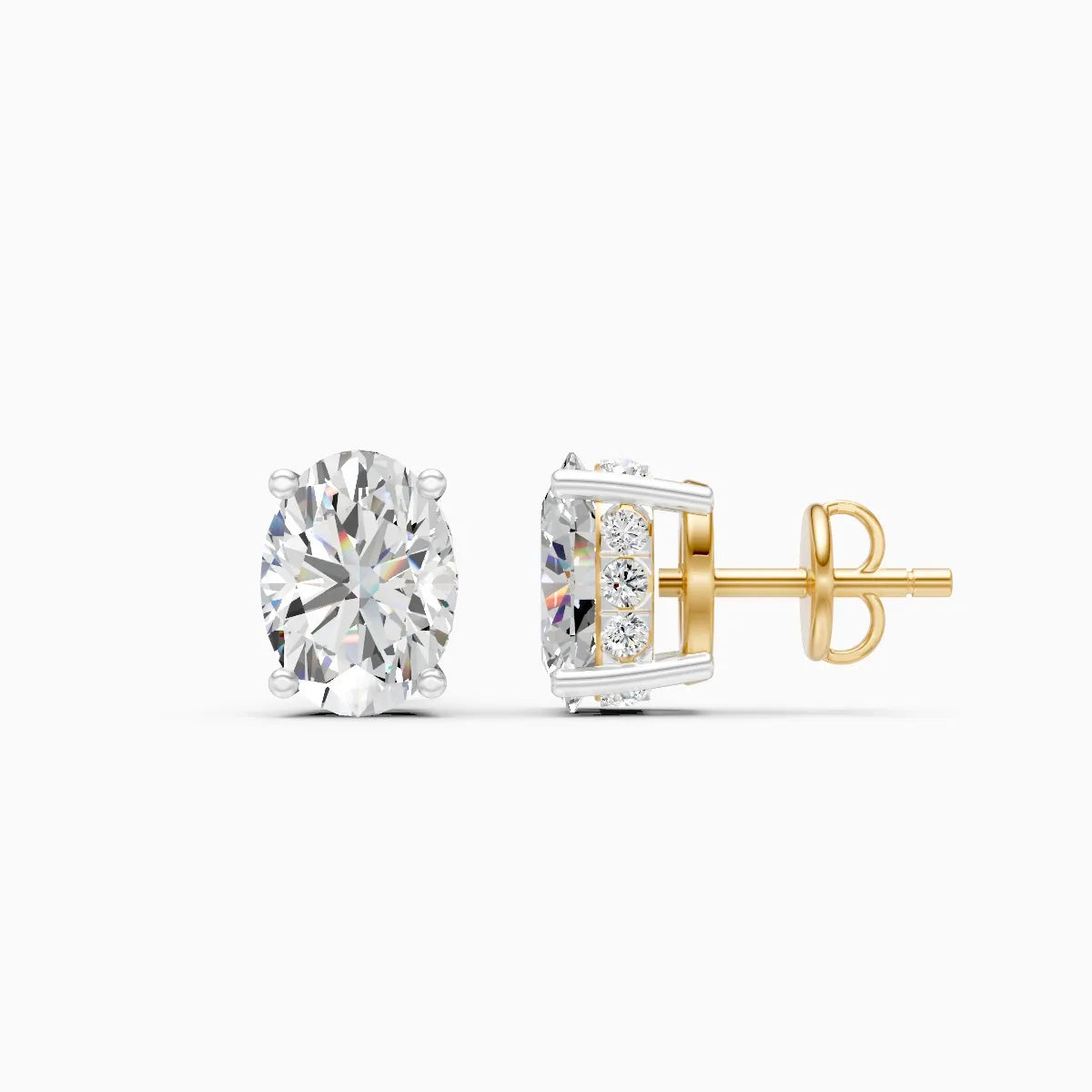 Trendy Oval-Solitaire With Mini Diamond Stud