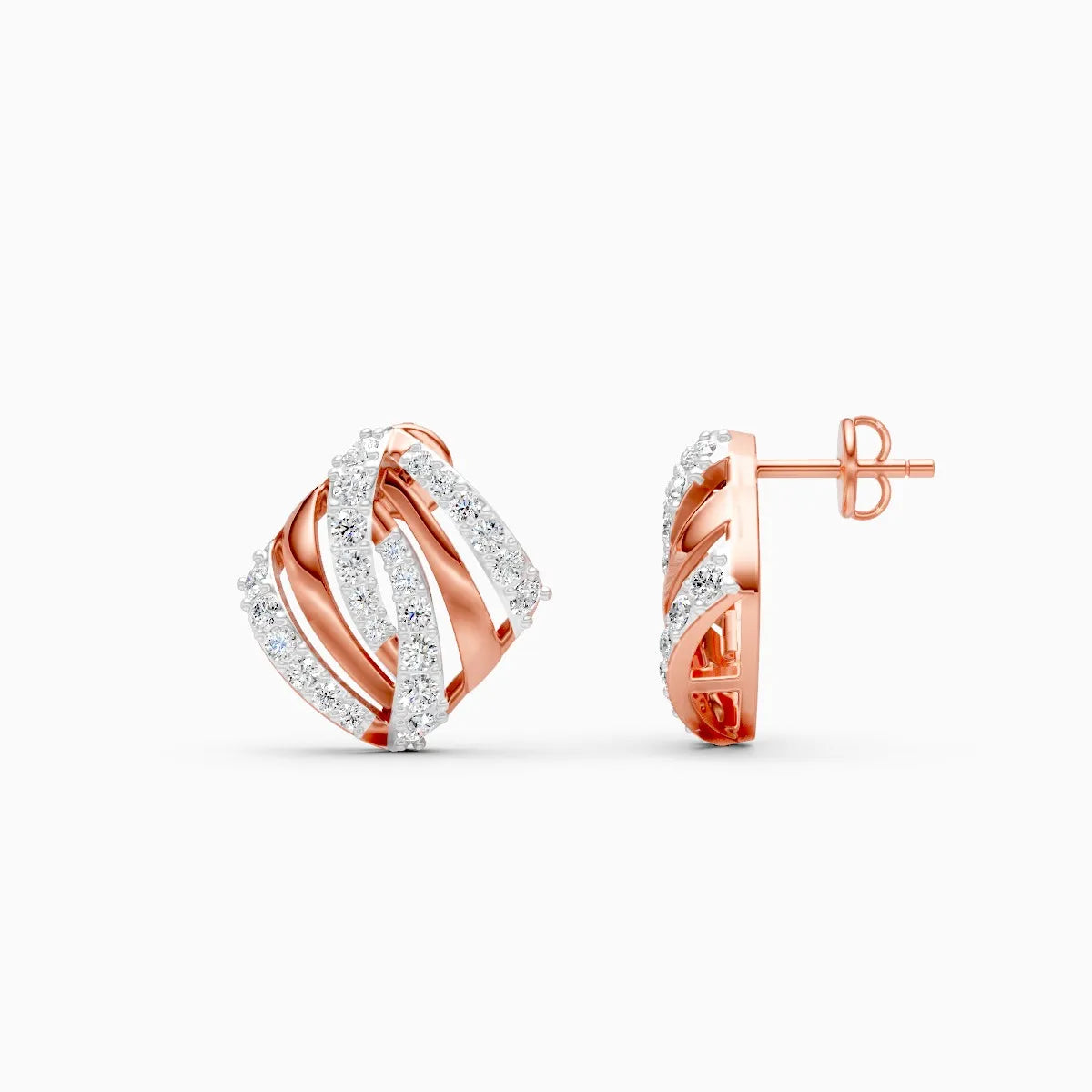 Criss-Cross Shine Diamond Stud Earrings