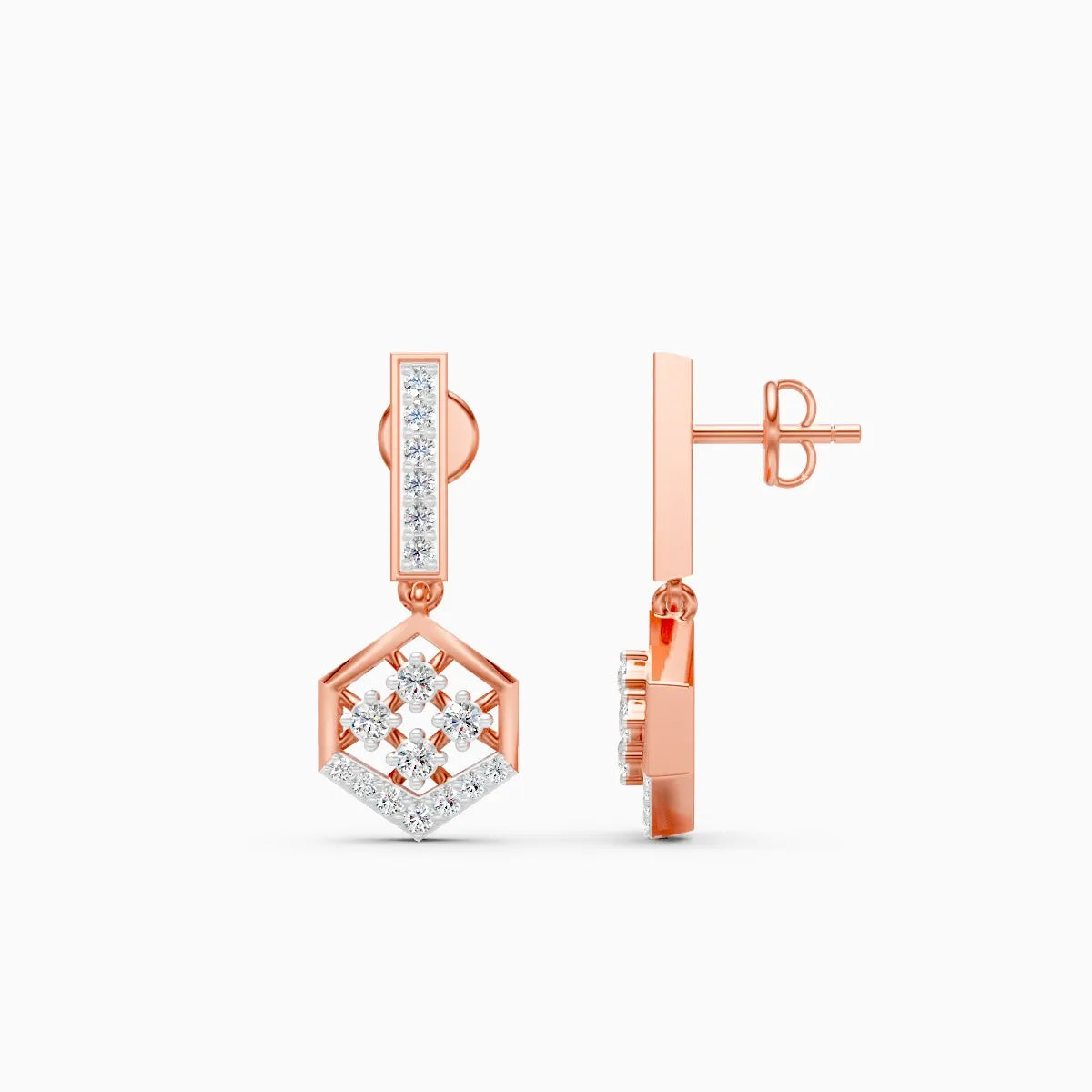 GeoGlint Hexagon Structured Shine Earrings