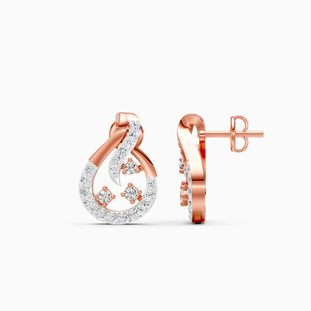 Swirl and Bloom Diamond Stud Earrings