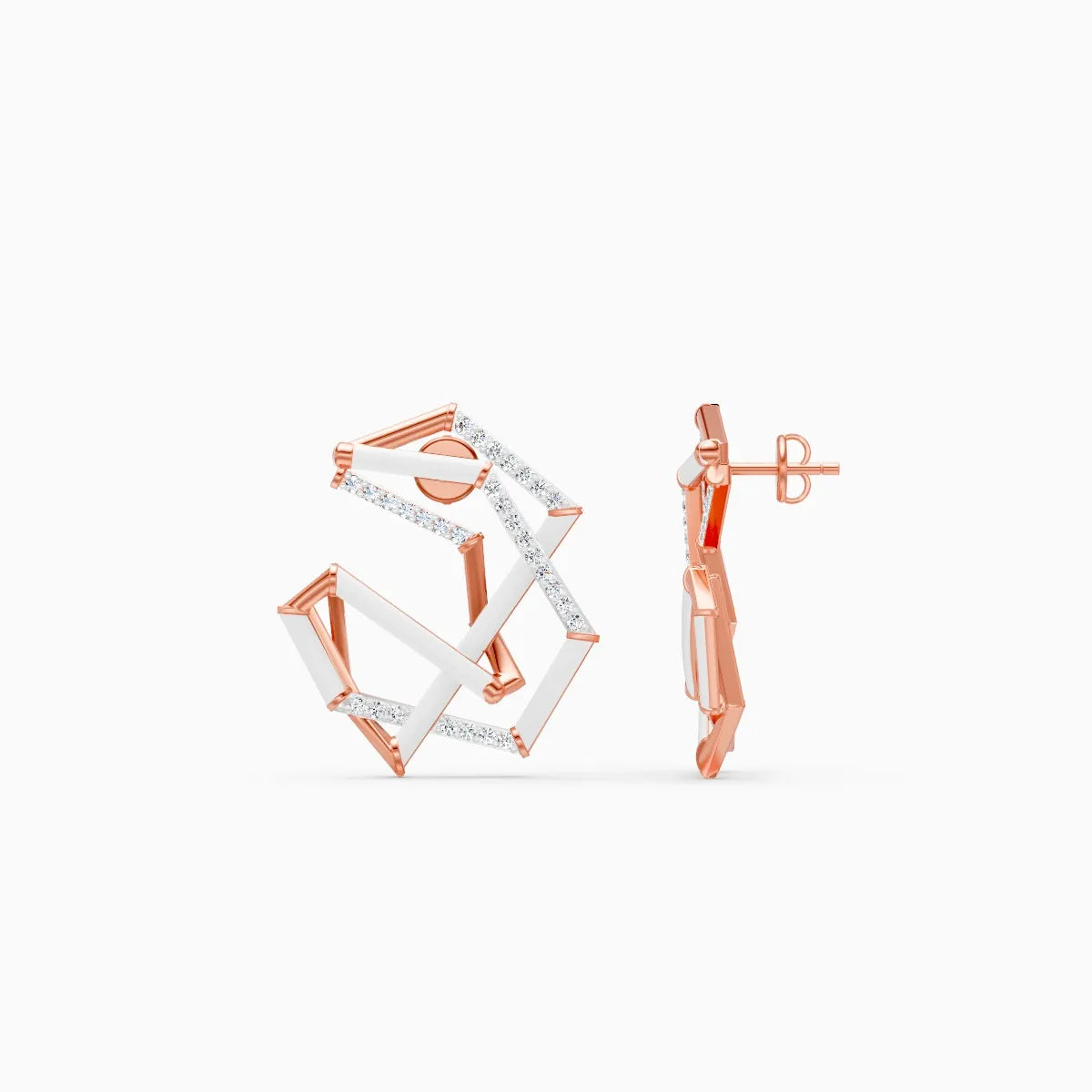 Modern Art-Inspired Diamond Studs