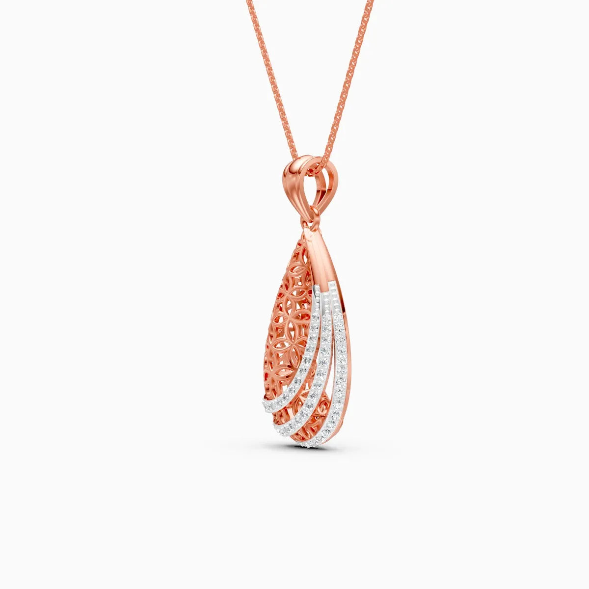 Dual Finish Drop Diamond Pendant