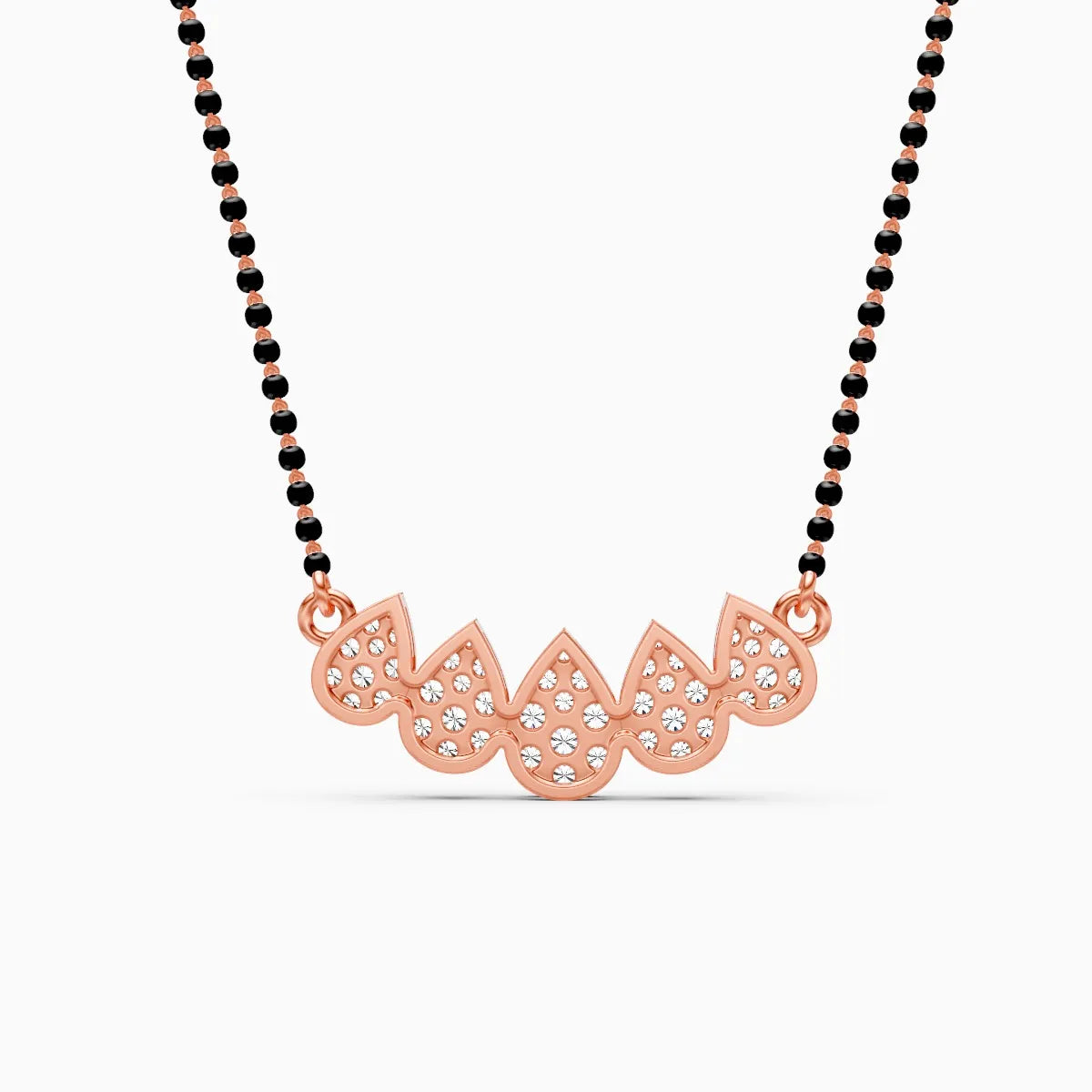 Brilliant Curve of Pear in Round-cut Lab Diamond Mangalsutra