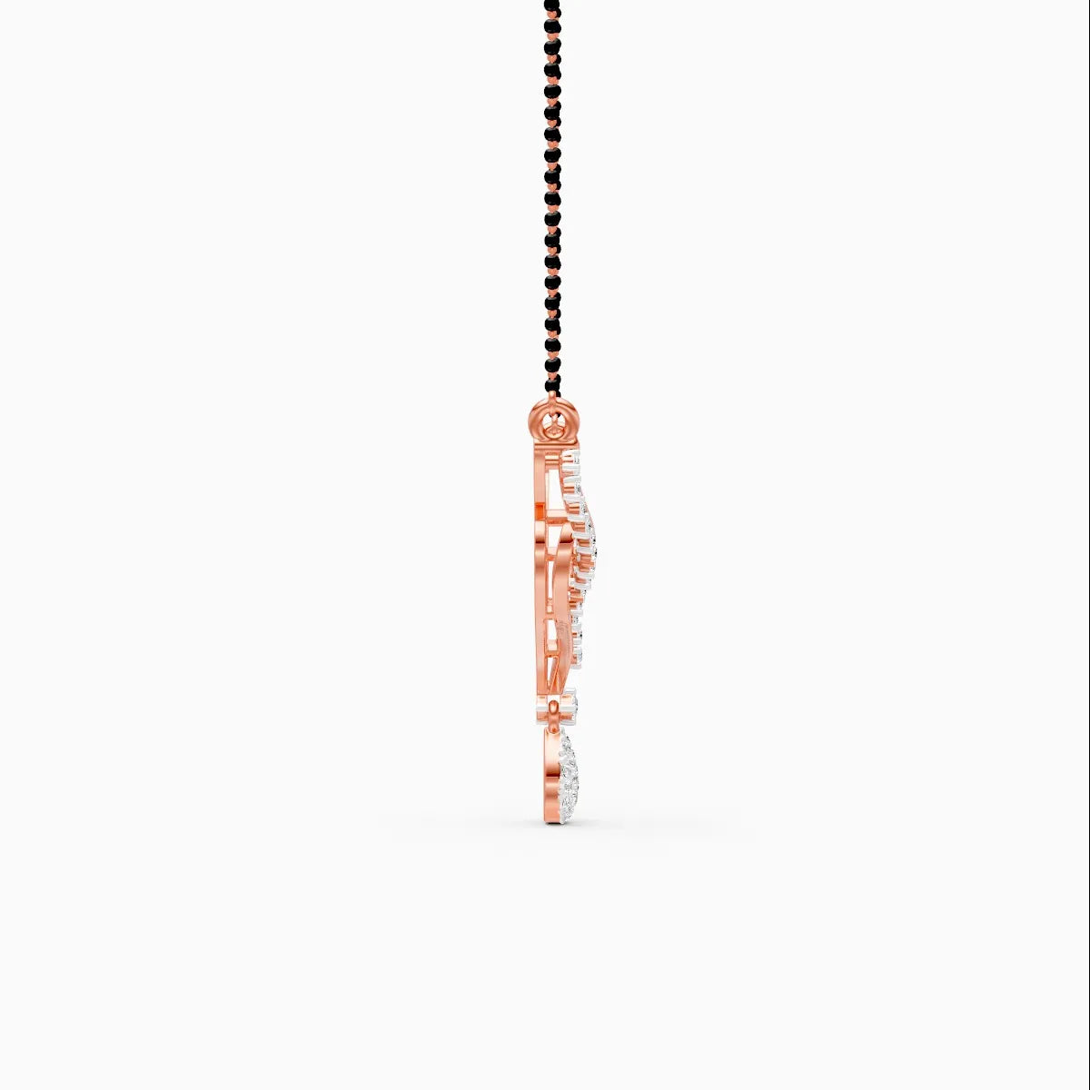 Double Chevron Diamond Mangalsutra with Pear Cluster Drop