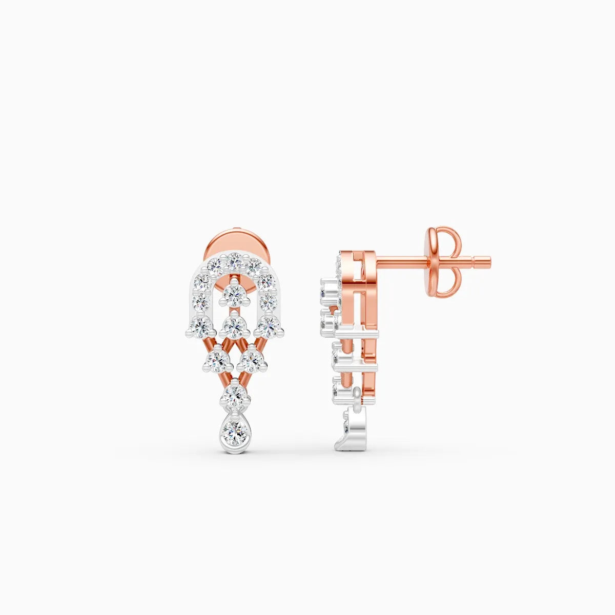 Round Two-Tone Lab Grown Diamond Earrings