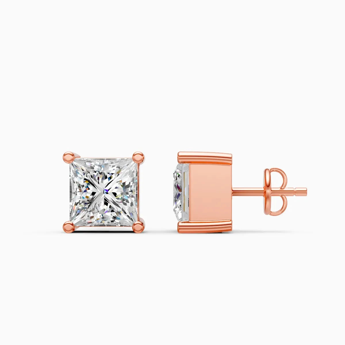 Minimalist Princess Diamond Stud Earrings