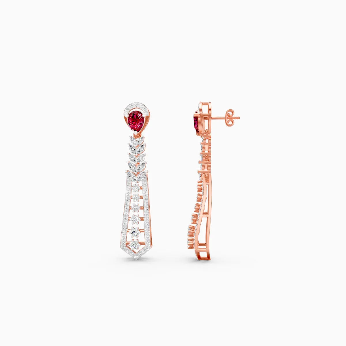 Pear Ruby Style Tear Drop Earrings