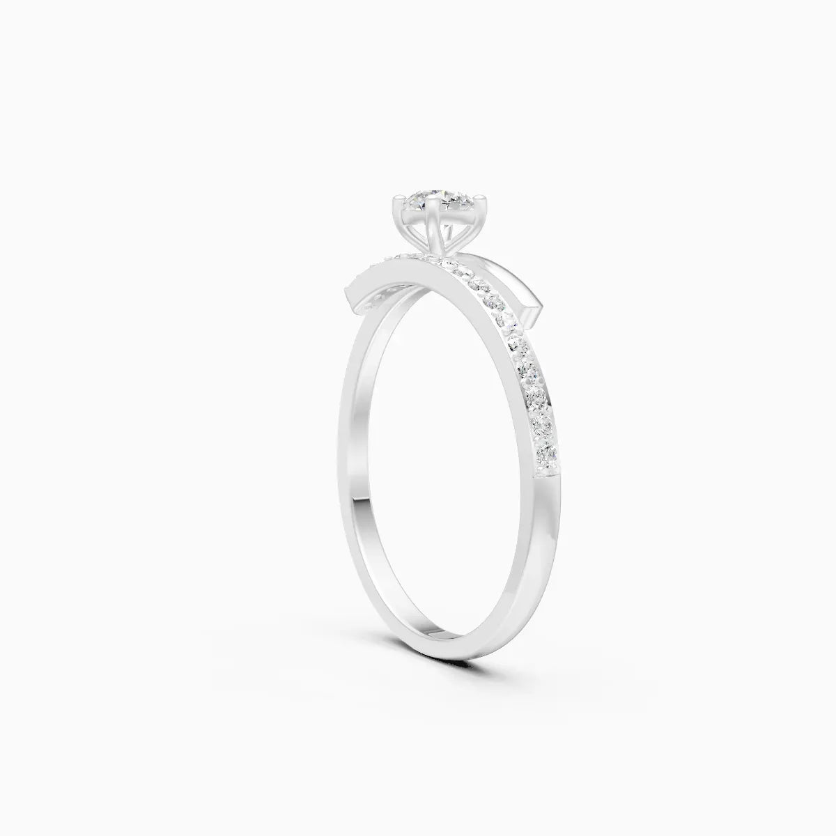 Sweeping Curve Solitaire Ring