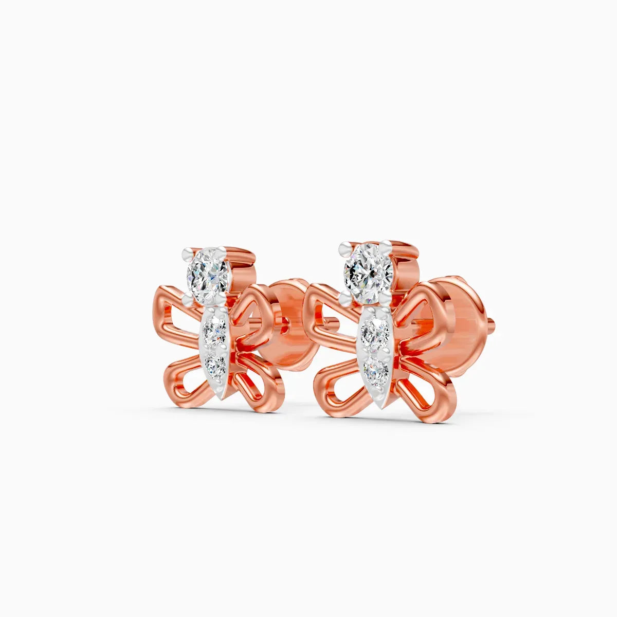 Round Butterfly Stud Earrings