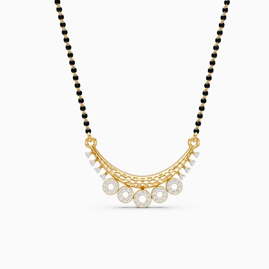 Gold Mangalsutra with Five Dazzling Circular Charms