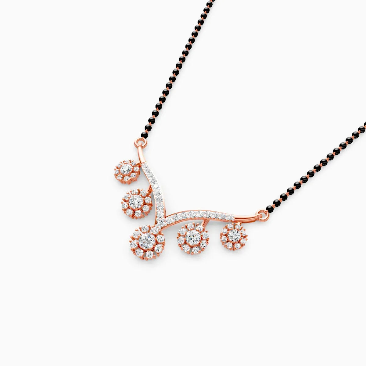 Modern V-Shaped Floral Diamond Mangalsutra