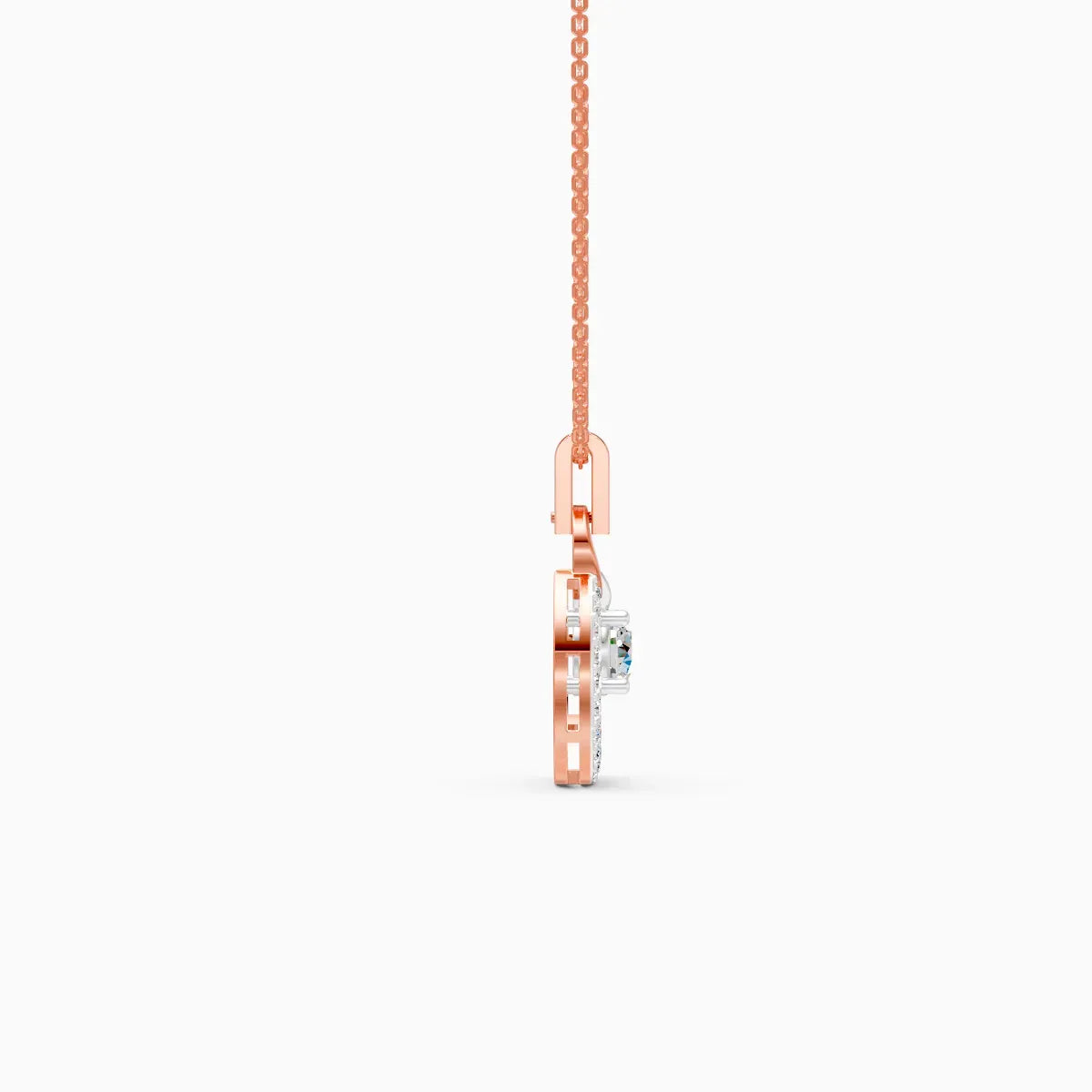 14K Gold Oval Shape Round Halo Lab Diamond Pendant