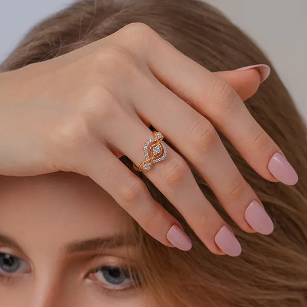 Exquisite Gold Lab Diamond Wave Design Ring