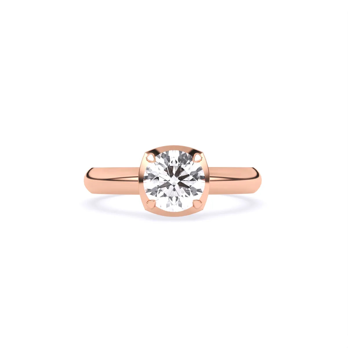 Round Half Bezel Lab Grown Diamond Solitaire Ring