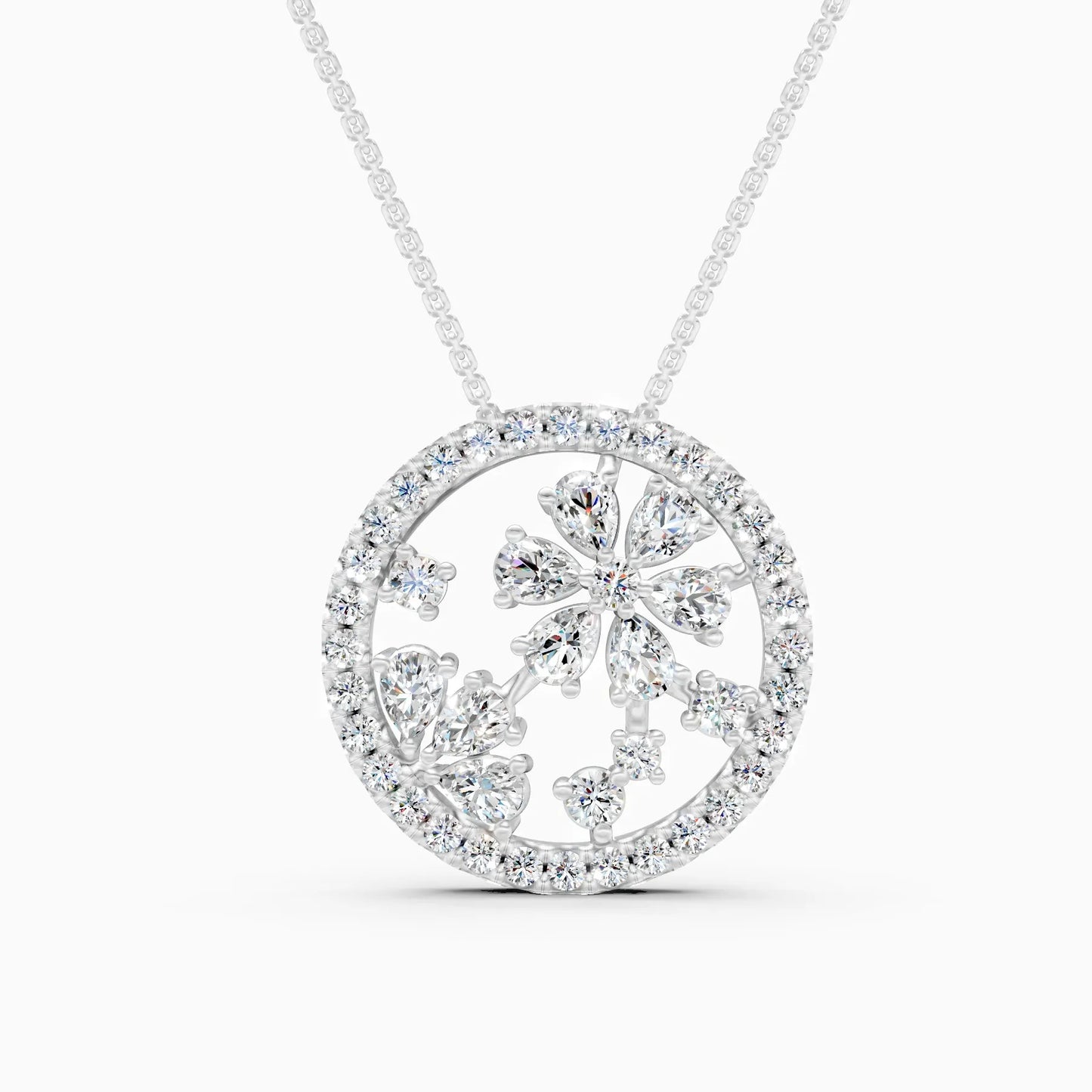 Lab Grown Diamond Floral Pendant Necklace