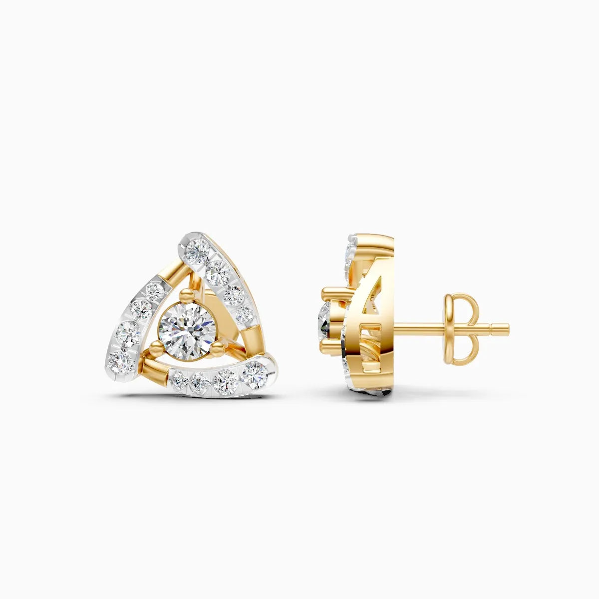 Unique Triangle Halo Lab Grown Diamond Studs