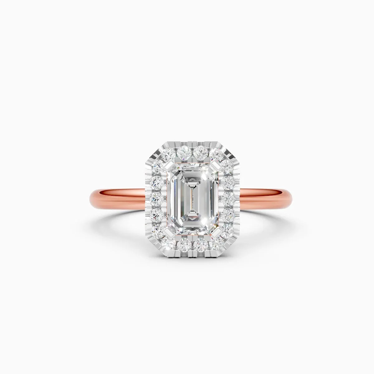 Emerald Cut Diamond Halo Engagement Ring
