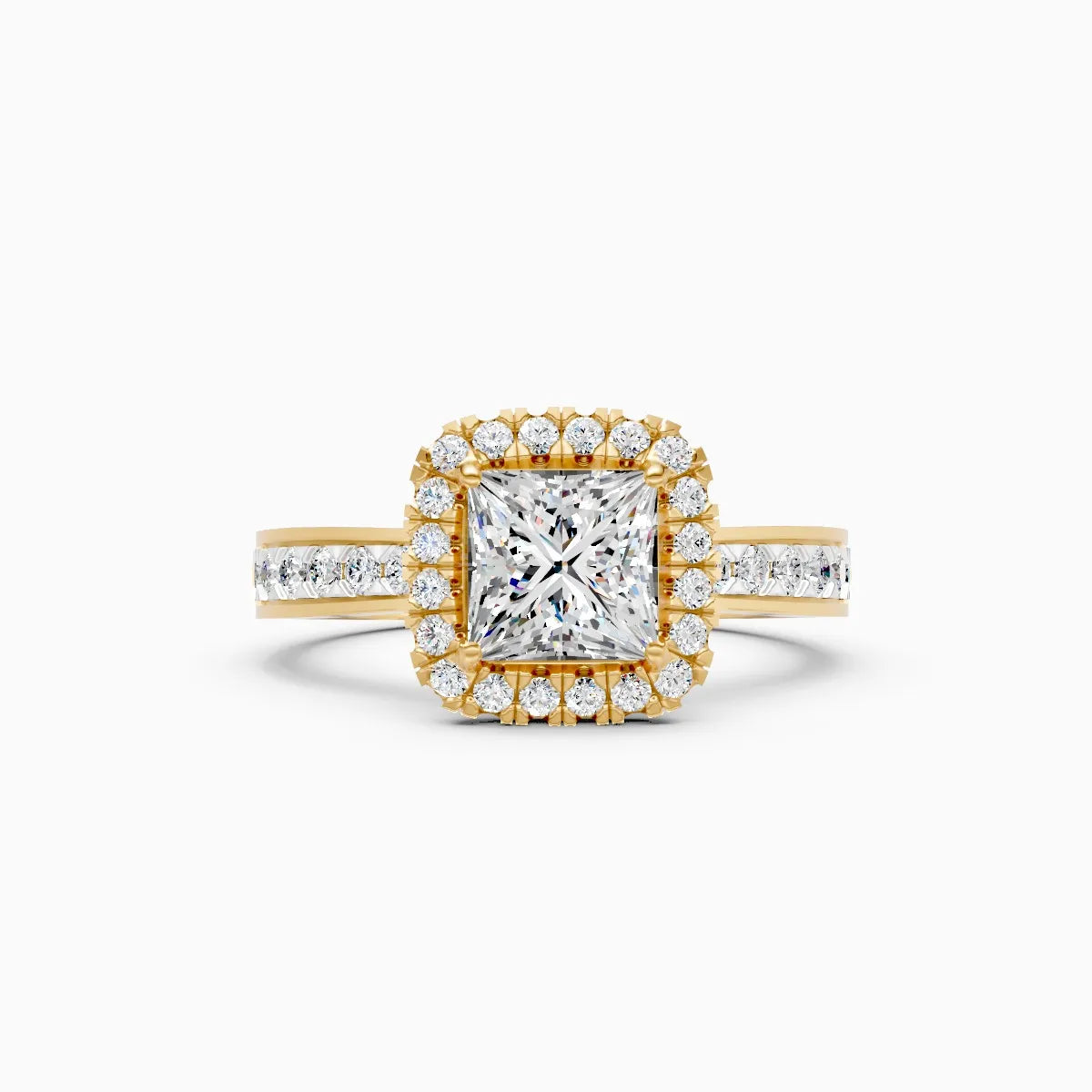 Classic Halo Square Diamond Engagement Ring