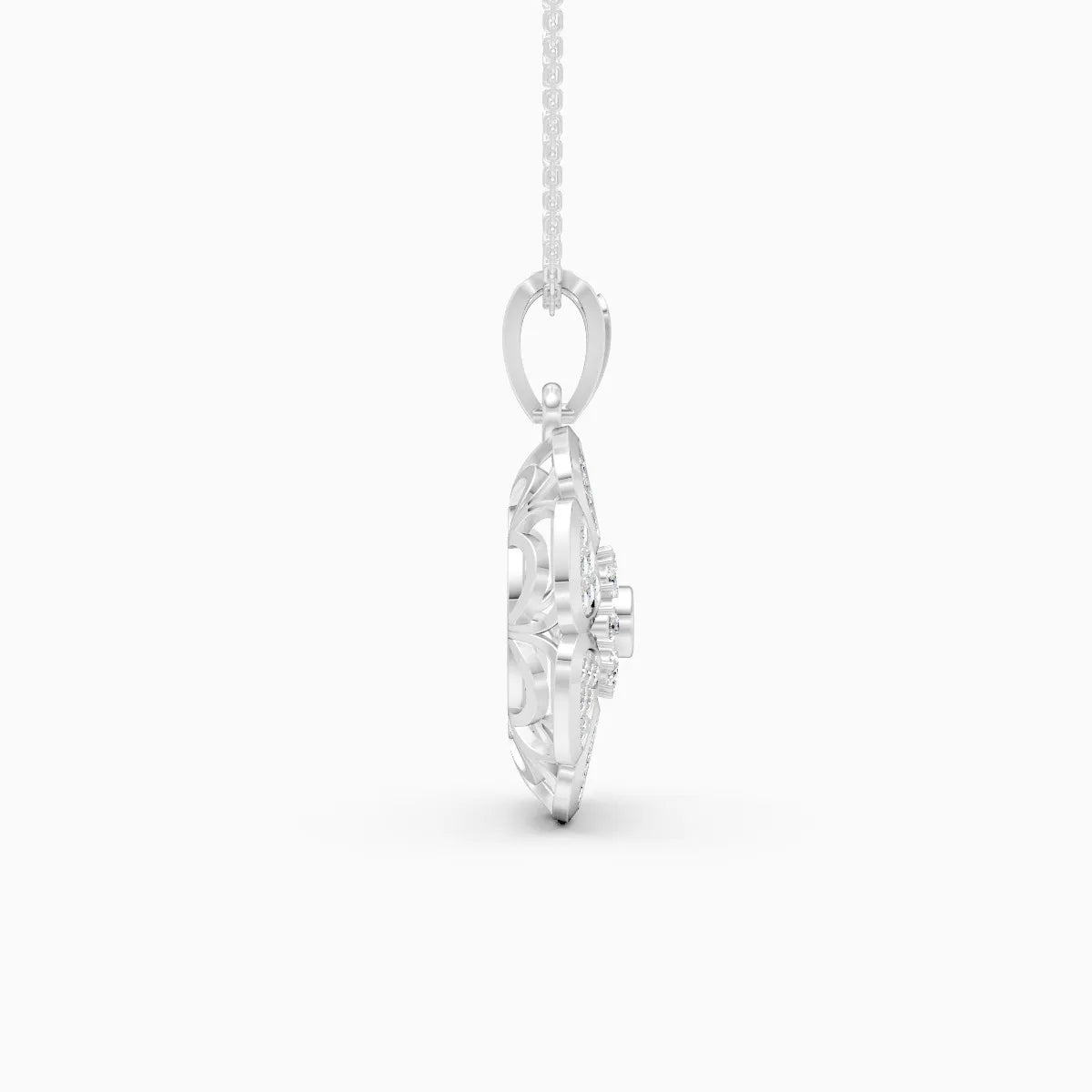 Round Floral Lab Grown Diamond Pendant