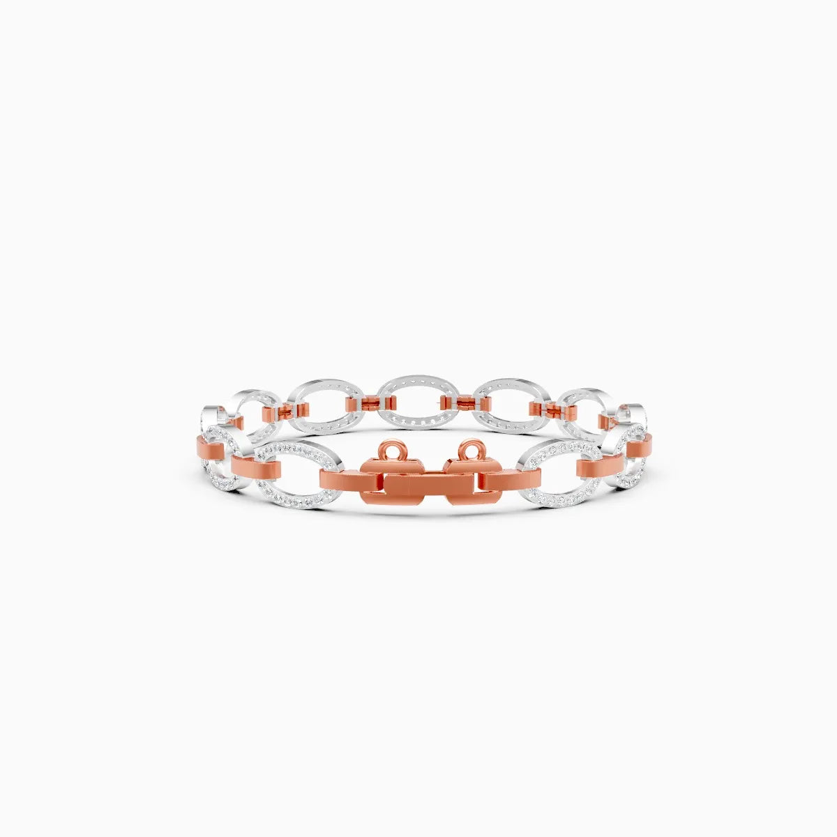 Oval Link Chain Diamond Bracelet