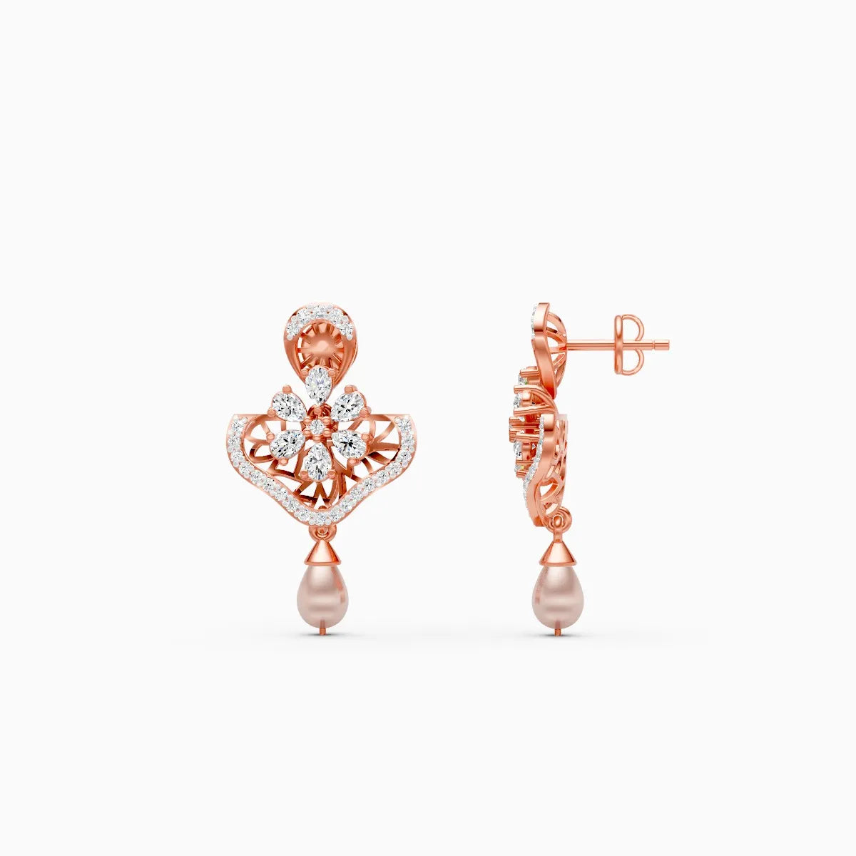 Celeste Crown Diamond Earrings with Floral Design