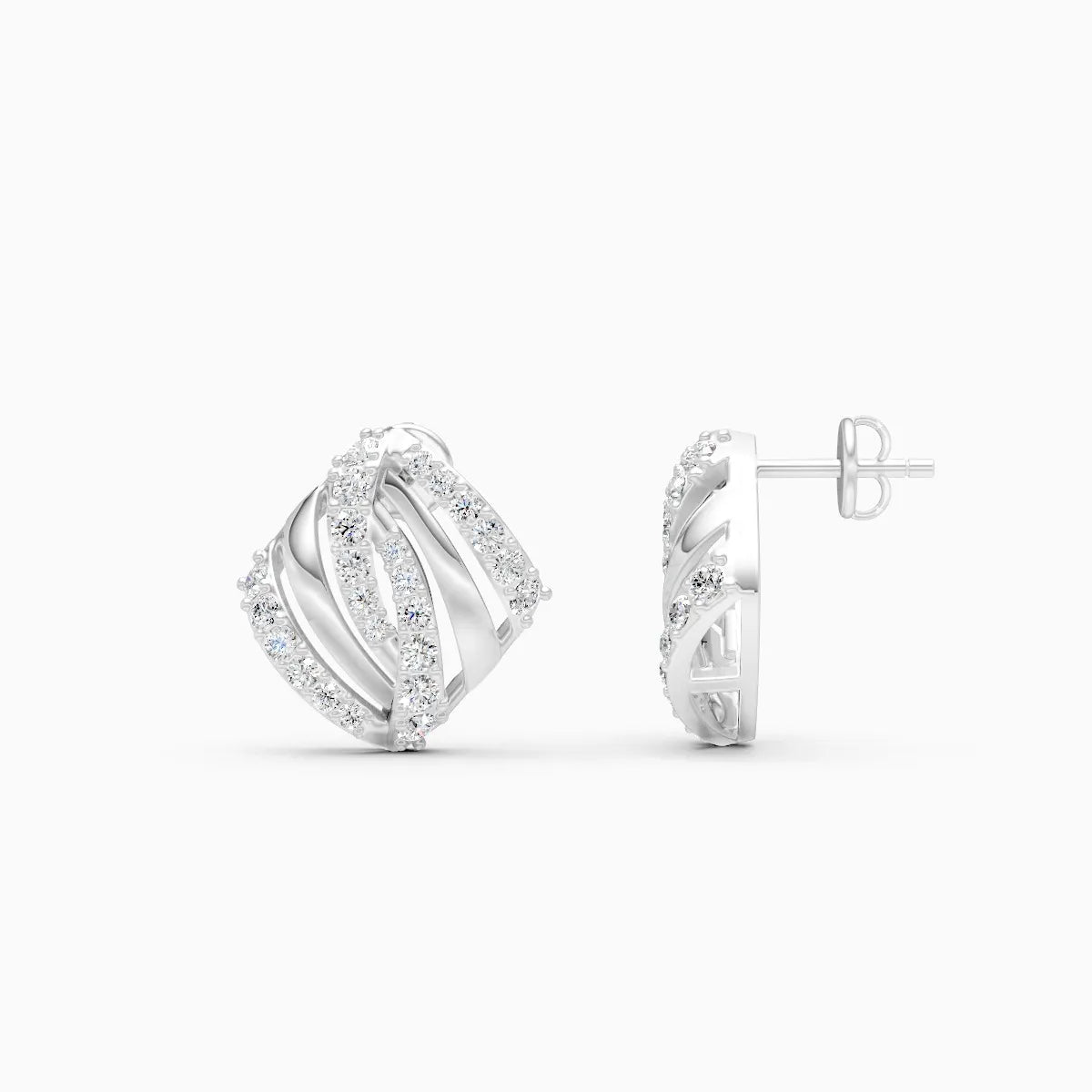Criss-Cross Shine Diamond Stud Earrings