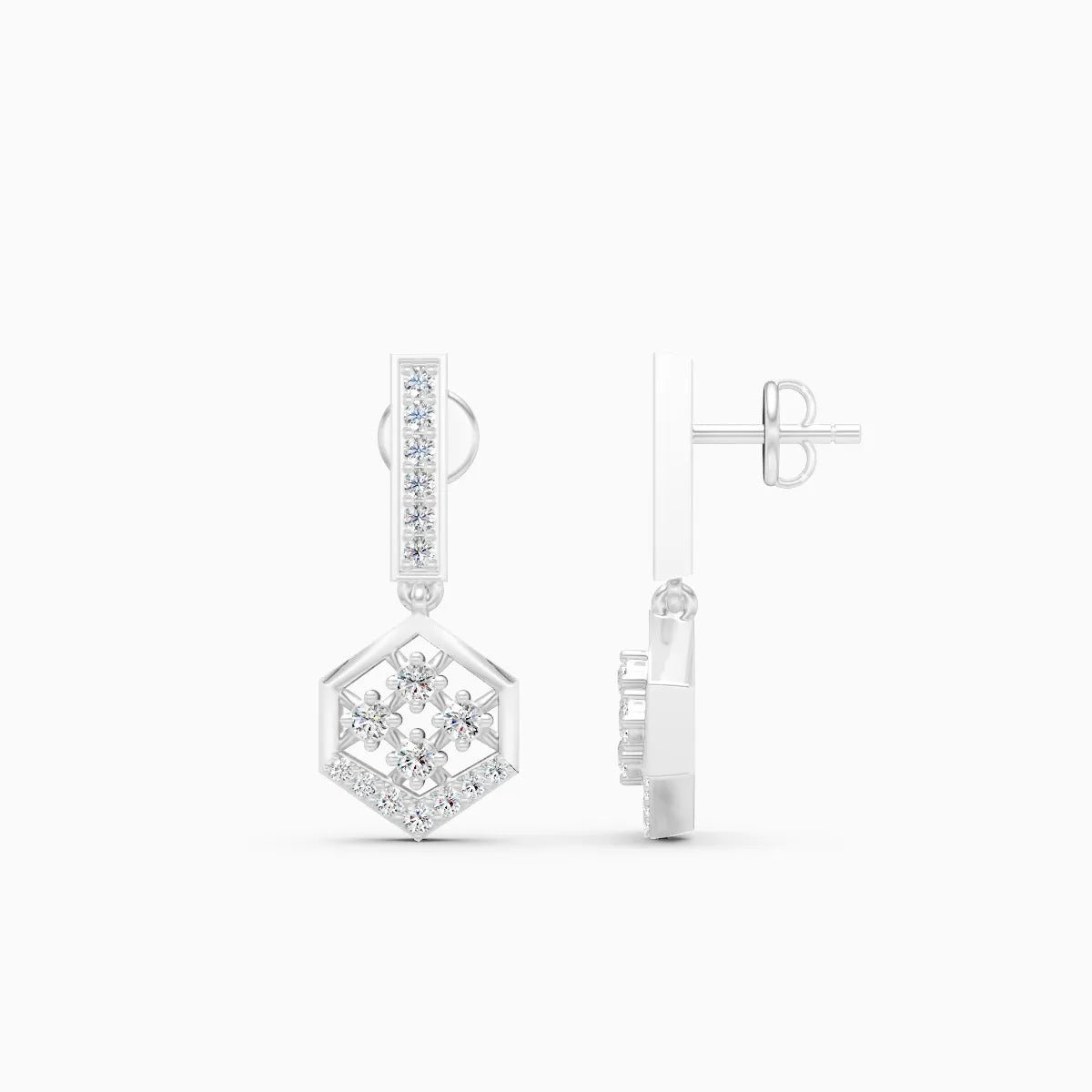 GeoGlint Hexagon Structured Shine Earrings