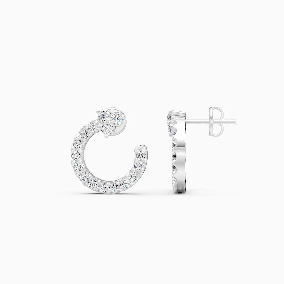 Diamond Crescent Stud Earrings with Sparkle