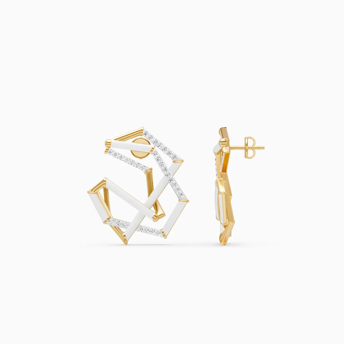 Modern Art-Inspired Diamond Studs