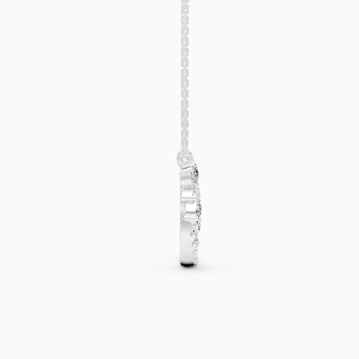 Petal Curve Diamond Pendant Necklace