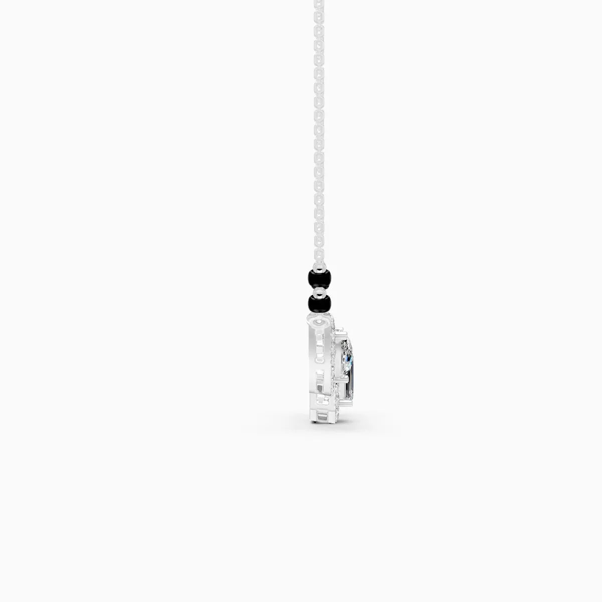 Triple Halo Emerald & Pear Cut Diamond Mangalsutra