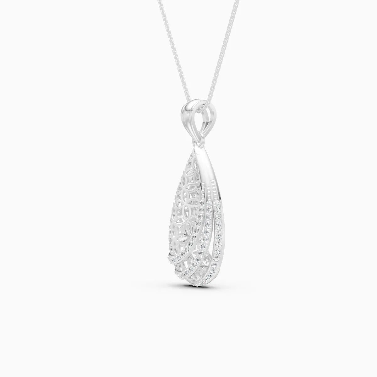 Dual Finish Drop Diamond Pendant