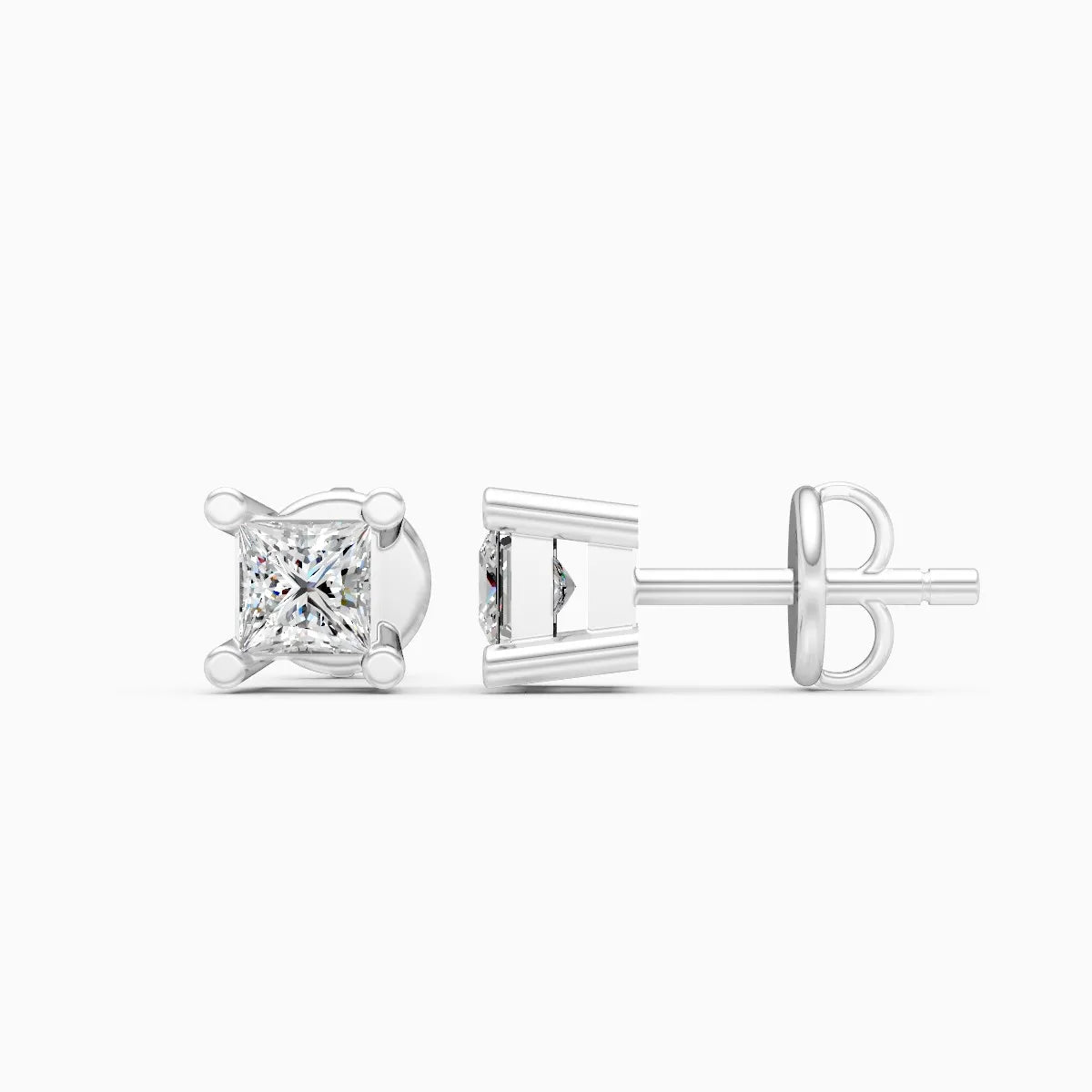 Princess Cut Solitaire Diamond Stud Earrings
