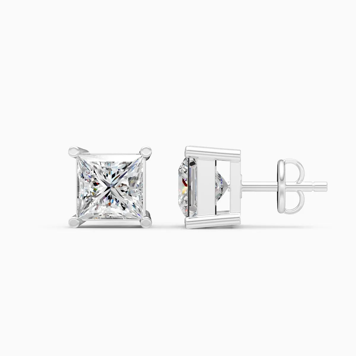 Minimalist Princess Solitaire  Stud Earrings