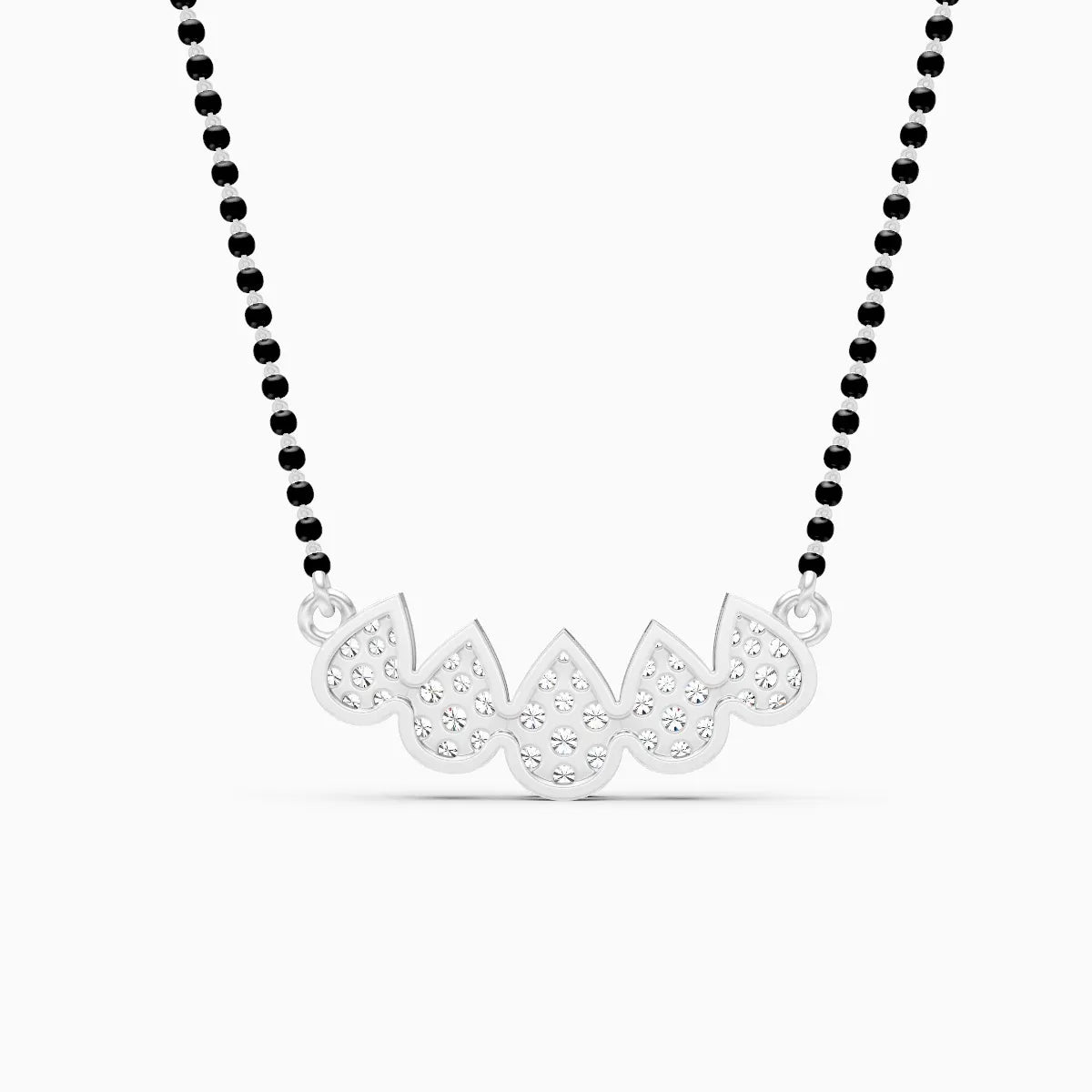 Brilliant Curve of Pear in Round-cut Lab Diamond Mangalsutra