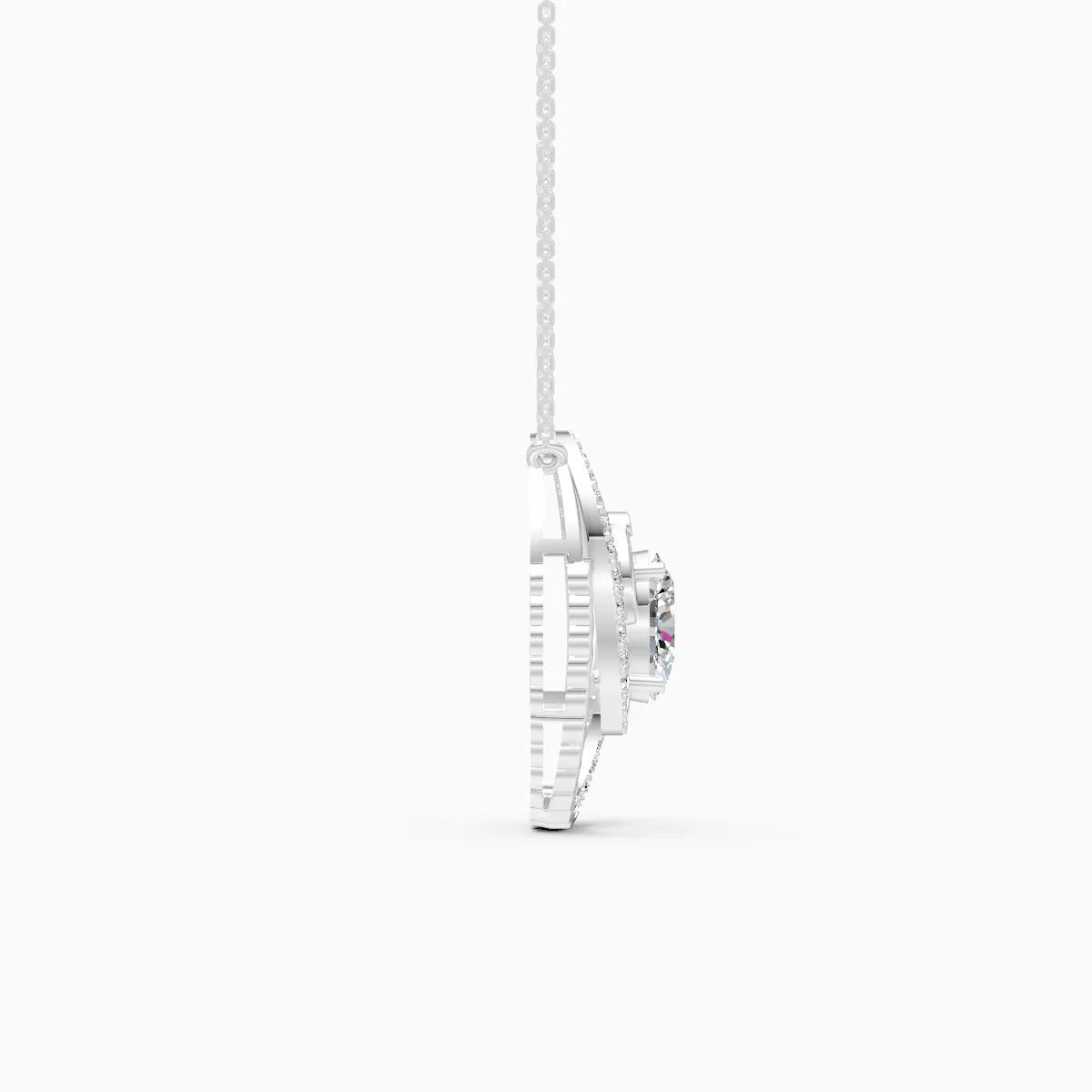 Oval Swirl Halo Pendant