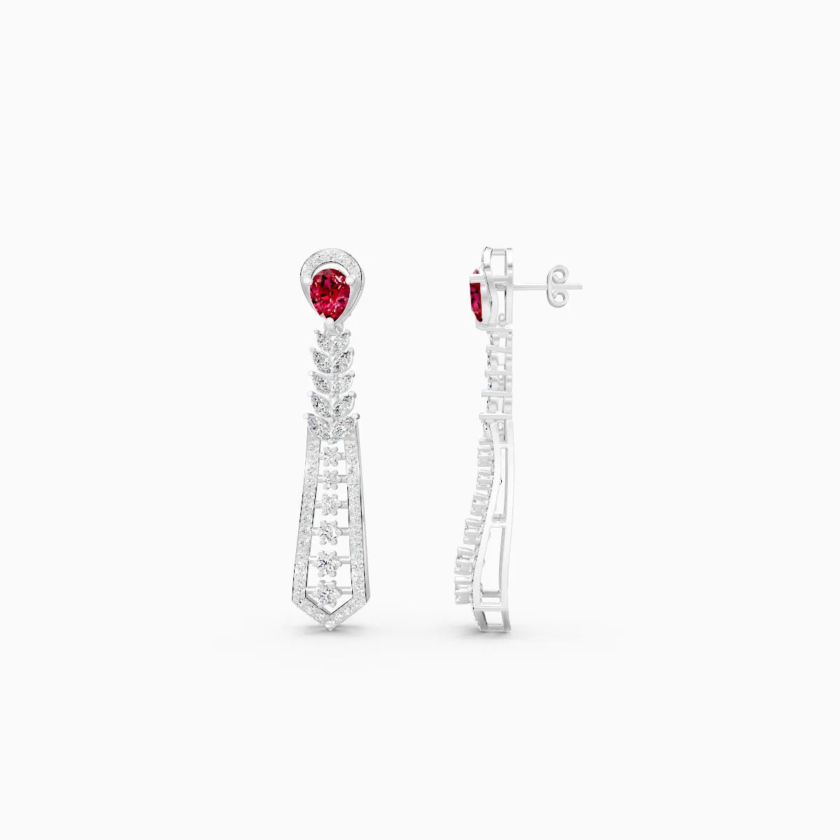 Pear Ruby Style Tear Drop Earrings