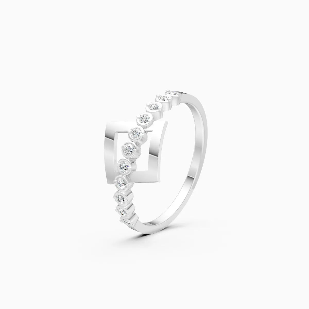 Geometric Diamond Bar Ring