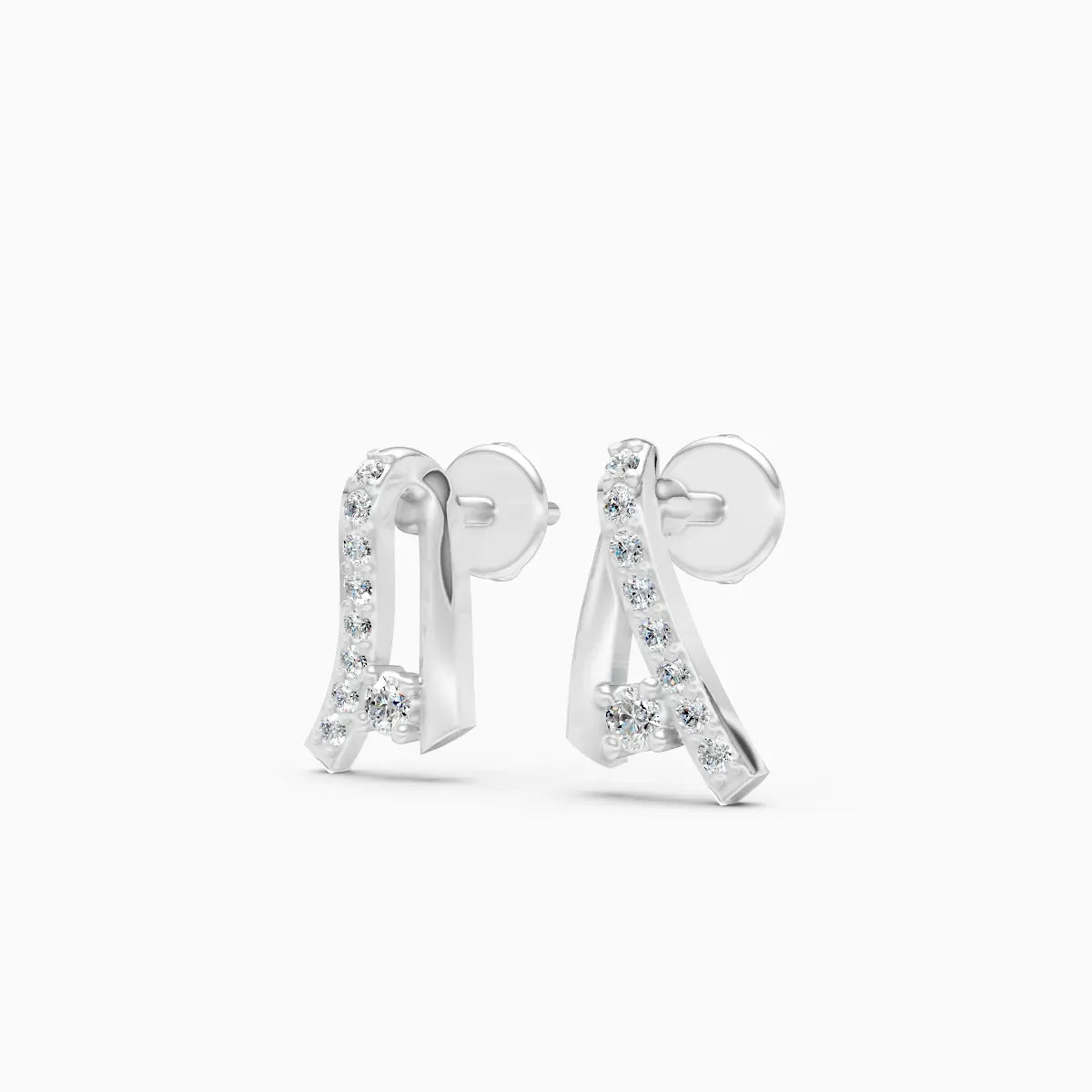Curved Diamond Stud Earrings