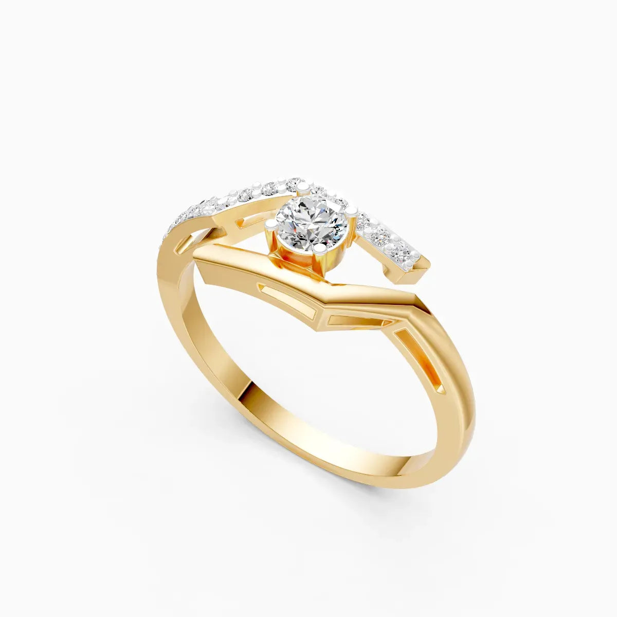 Open Curve Solitaire Ring